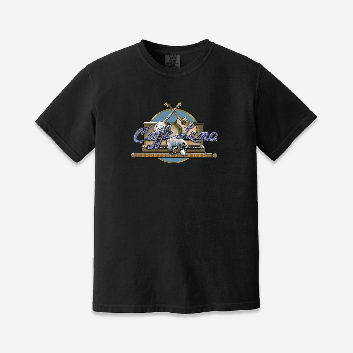 Cat on Piano Tee, black (placeholder image)